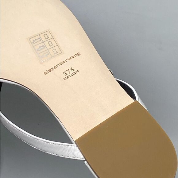Alexander Wang Ivy Rhinestone Logo Leather Thong Sandals size 37.5 - Picture 12 of 12